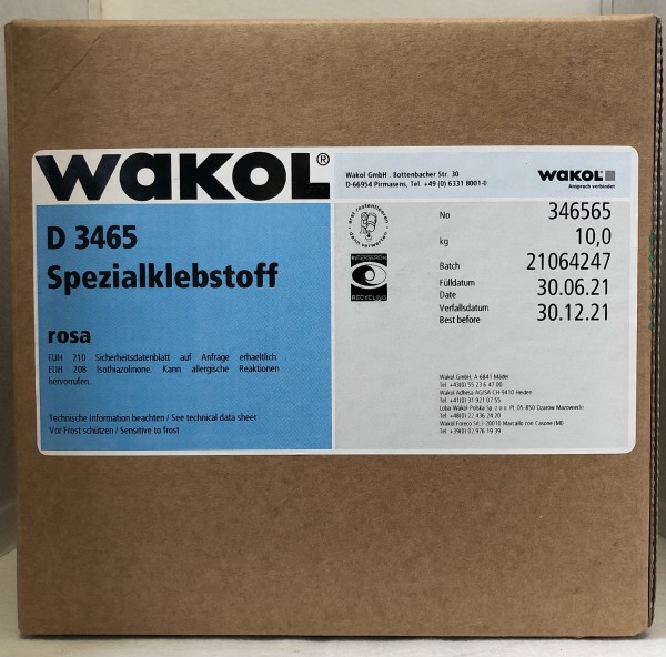 10 kg Klebstoff - Wakol Dispersion 3465 - rosa